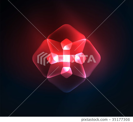 Glowing glass transparent pentagans, geometric 35177308
