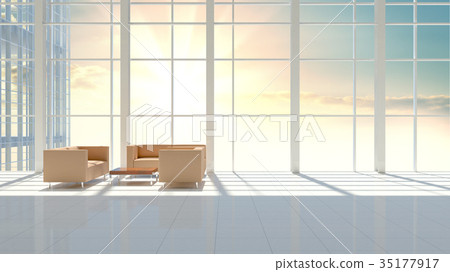Interior of modern hall with big window 35177917