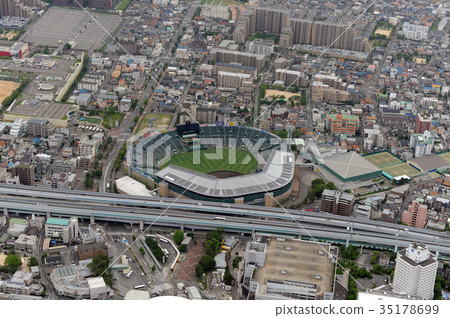 Aerial view of Hanshin Koshien stadium Aerial view of Hanshin Koshien stadium 35178699