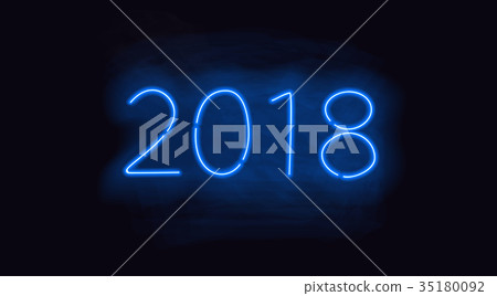 2018 blue neon glowing vector sign 35180092