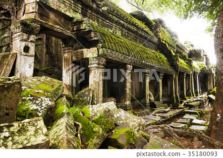 Sunlit ruins of Angkor Wat temple Sunlit ruins of Angkor Wat temple 35180093