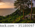 Tropical seashore Sunset from a viewpoint on Koh C 35180097
