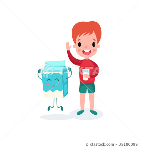 Cute redhead boy playing with smiling humanized 35180099