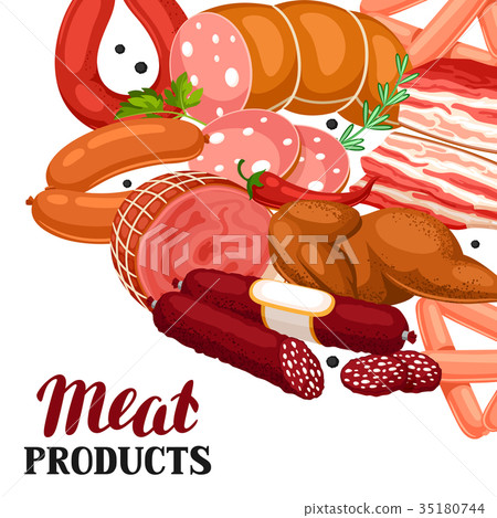 Background with meat products. Illustration of Background with meat products. Illustration of 35180744
