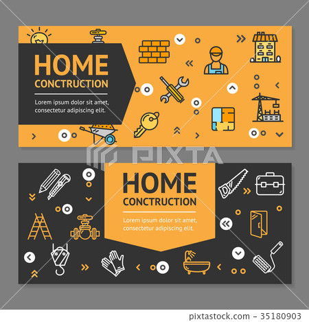 Home Repair Flyer Banner Posters Card Set. Vector Home Repair Flyer Banner Posters Card Set. Vector 35180903