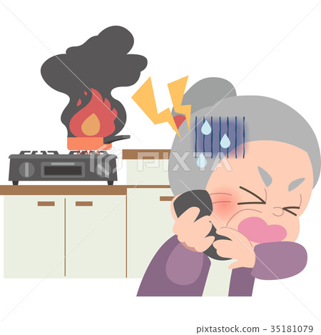 A grandmother reporting a fire 35181079