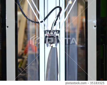 3-Axis 3d printer building gray abstractobject 3-Axis 3d printer building gray abstractobject 35183325