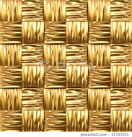 Golden texture of square rattan. 35183521