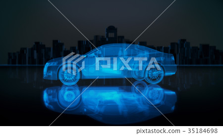 X-ray concept car with city background.3D render 35184698