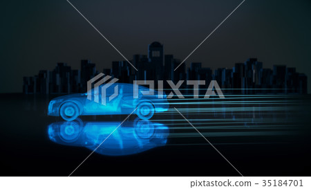 X-ray concept car with city background.3D render X-ray concept car with city background.3D render 35184701