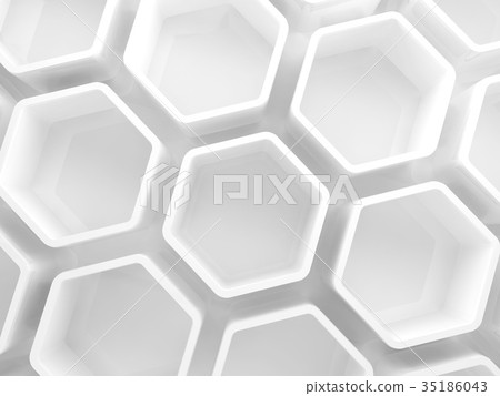 White honeycomb pattern on the wall, 3d render White honeycomb pattern on the wall, 3d render 35186043