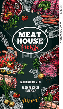Vector sketch poster for meat house delicatessen 35186388