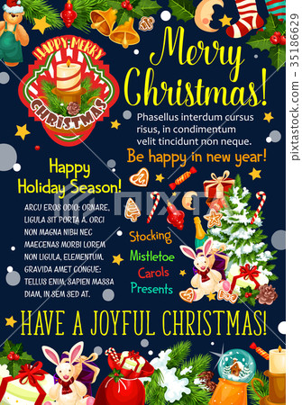 Merry Christmas holiday vector greeting card 35186629