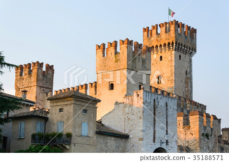 Scaliger Castle in Sirmione, Italy during sunset Scaliger Castle in Sirmione, Italy during sunset 35188571