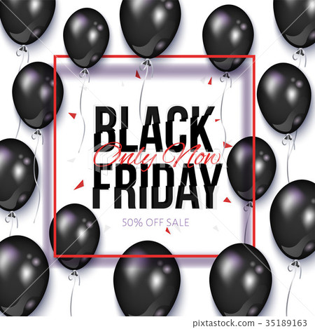 Black Friday sale banner, flyer with balloons 35189163