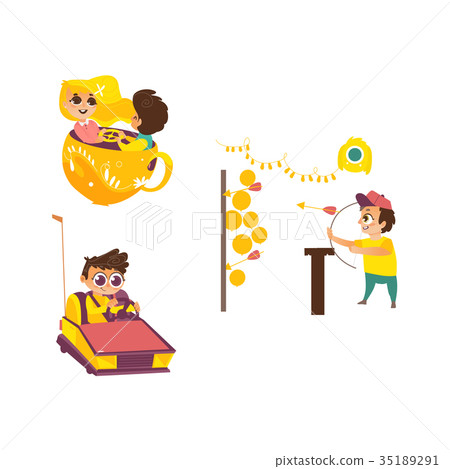 vector children in amusement park set vector children in amusement park set 35189291