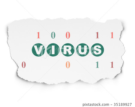 Protection concept: Virus on Torn Paper background Protection concept: Virus on Torn Paper background 35189927