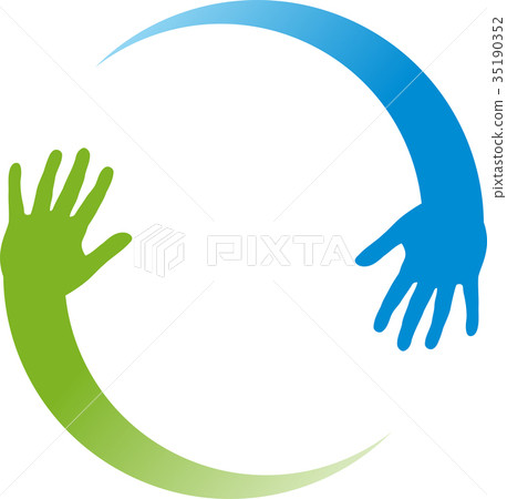 Two hands in color, helper and team logo 35190352