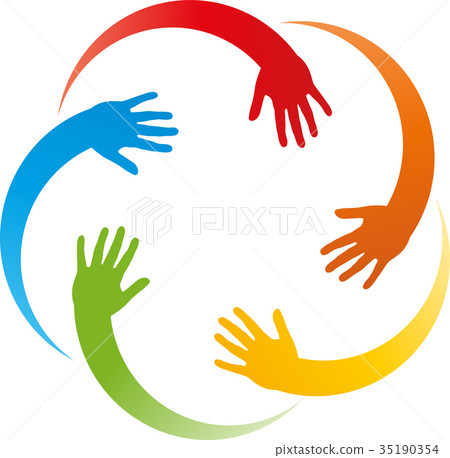 Five hands in color, family and team logo 35190354