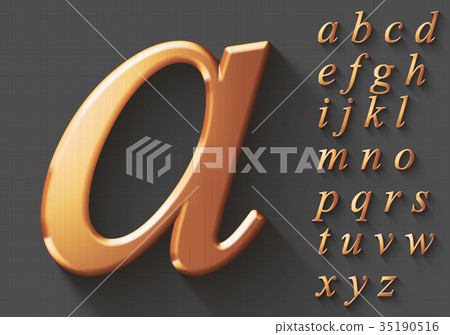 Set of golden luxury 3D lowercase english letters. 35190516
