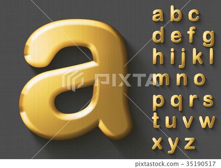 Set of golden luxury 3D lowercase english font 35190517