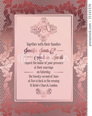 Vintage baroque style wedding invitation card 35191376