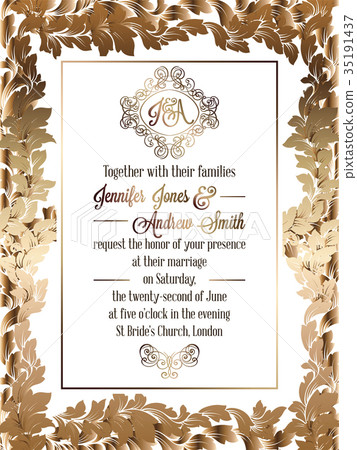 Vintage baroque style wedding invitation card 35191437