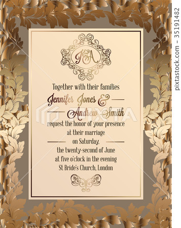 Vintage baroque style wedding invitation card 35191482