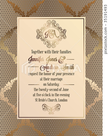 Vintage baroque style wedding invitation card Vintage baroque style wedding invitation card 35191493