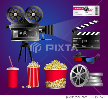 Set of cinema objects - modern vector realistic 35191573