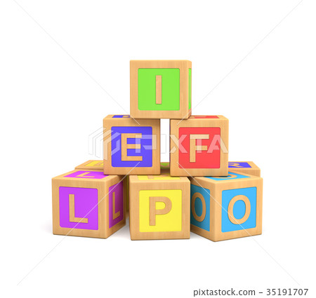 3d rendering of colorful toy blocks with different - Stock Illustration ...