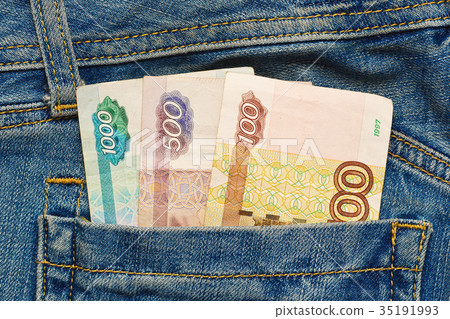 Russian money in jeans pocket Russian money in jeans pocket 35191993