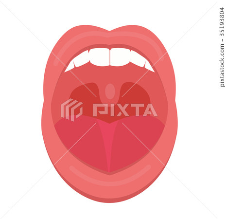 Open mouth icon flat style. Throat, tonsils 35193804