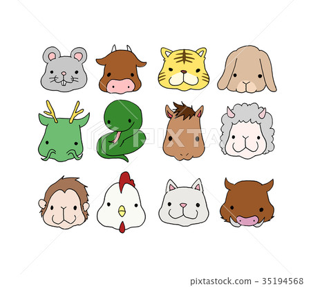 Material for new year's cards zodiac signs 35194568