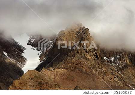 mountains. snow peaks near the lake landscape 35195087