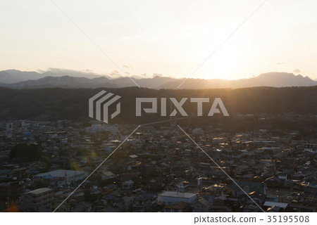 Evening view of Chichibu Park Bridge and Chichibu city 35195508