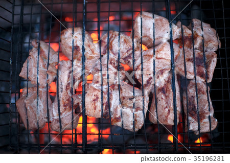 Shish kebab on the grill 35196281