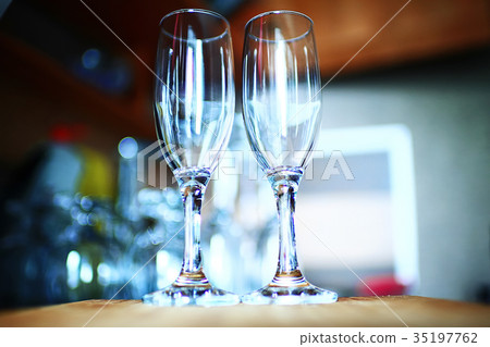 Glasses standing on a shelf 35197762