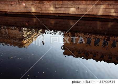 city reflected in water canal 35200635