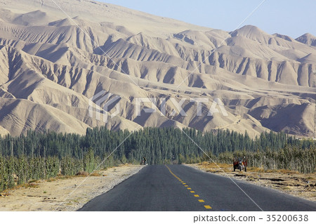 mountain road in tibet 35200638