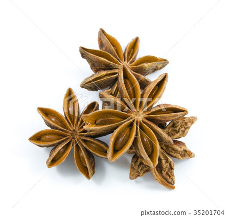 star anise seed on white background 35201704