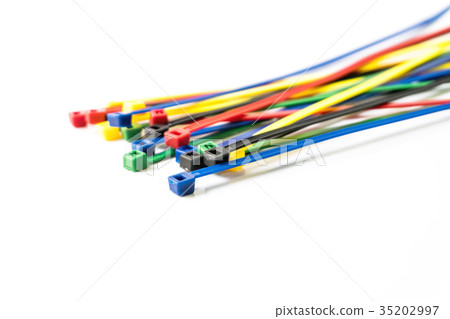 Nylon Cable Ties on white background Nylon Cable Ties on white background 35202997