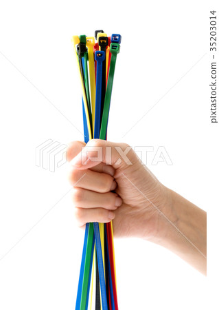 Cable ties Colorful cable on hand Cable ties Colorful cable on hand 35203014