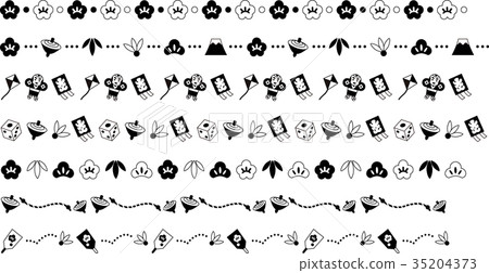 New Year decoration line black and white illustration 35204373