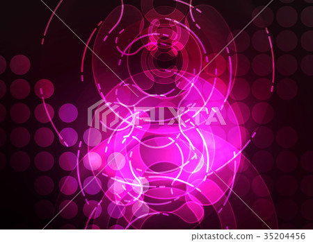 Round glowing elements on dark space, abstract Round glowing elements on dark space, abstract 35204456