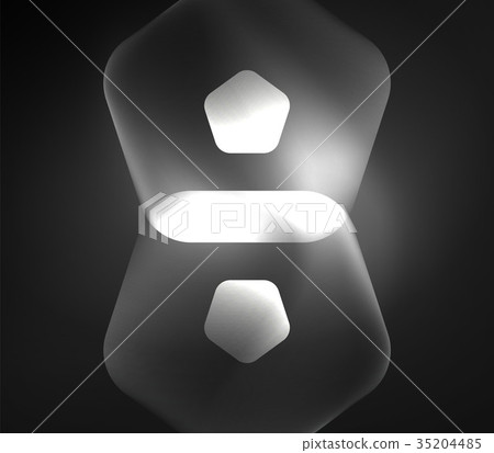 Glowing glass transparent pentagans, geometric 35204485