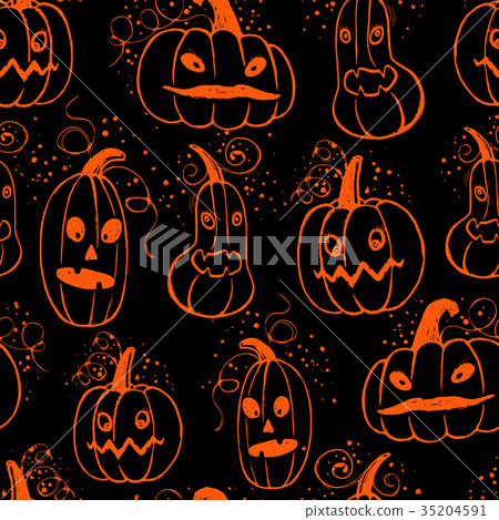 Halloween pattern with pumpkin characters Halloween pattern with pumpkin characters 35204591