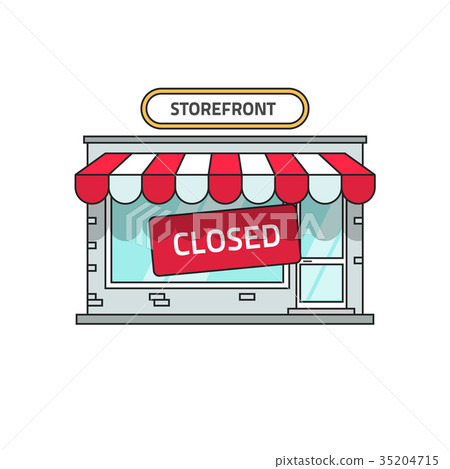 插图素材: closed shop building vector, store font view with