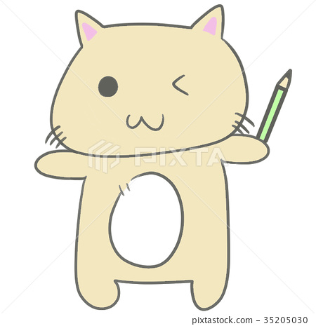 Cat holding a pencil - Stock Illustration [35205030] - PIXTA