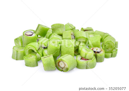 chopped yard long bean isolated on white  35205077
